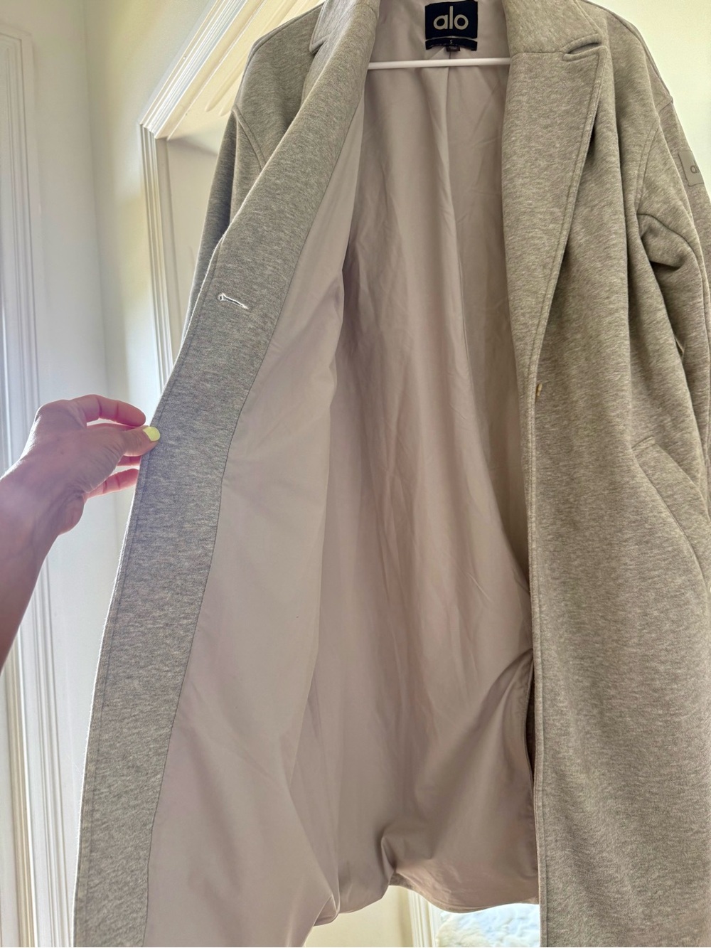 ALO Yoga Light Gray Tailored Trench Coat - Picture 5 of 8